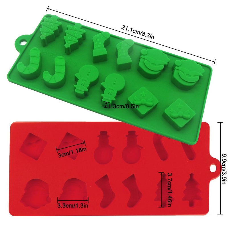 DanziX 3 Pack Silicone Christmas Candy Molds, DanziX Christmas Chocolate Molds for Holiday Party Cake Decoration - Red,Green - Image 2